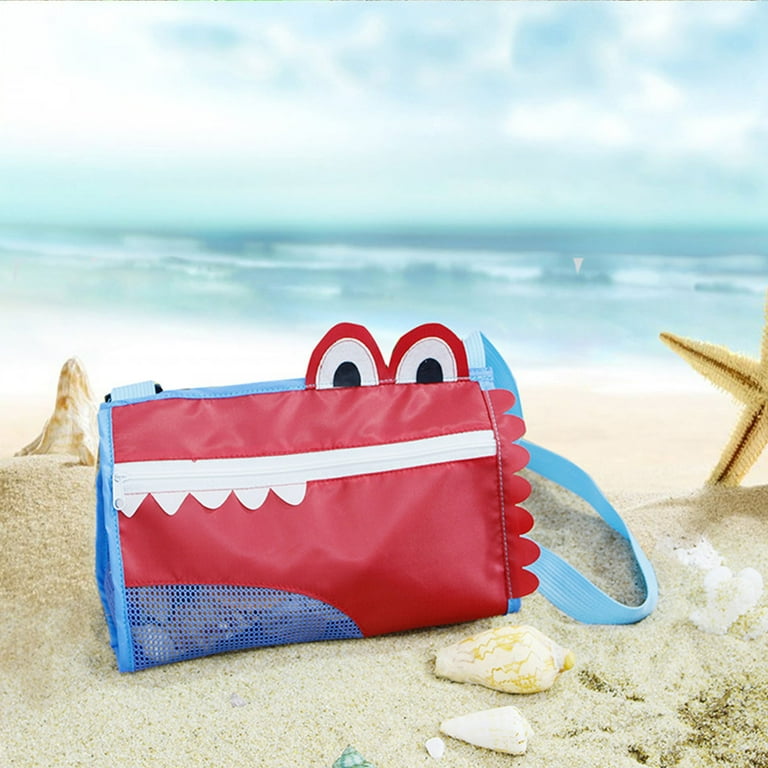 SDJMa Beach Mesh Bag Beach Shell Bags for Holding Beach Shell Toys Shell Collecting Bags for Kids Shell bag for Picking Up Shells Funny Crocodile