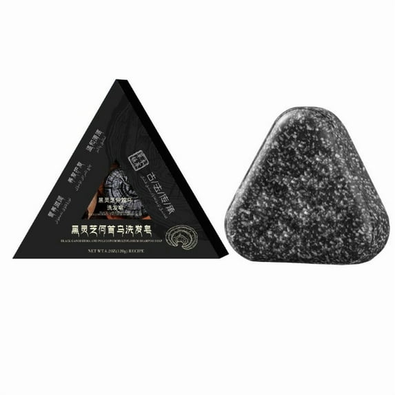 SDJMa Black Ganoderma & He Shou Wu Shampoo Bar, Handmade Cold Process, Strengthens & Nourishes Hair, Plant-Based & Chemical-Free, 130g