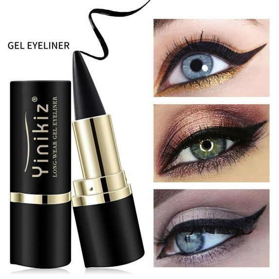 SDJMa Black Gel Eyeliner Pencil, Natural Cream Eye Liner Waterproof Smudge Proof, Cat Eye Black Smokey Eyeshadow Palette Stick