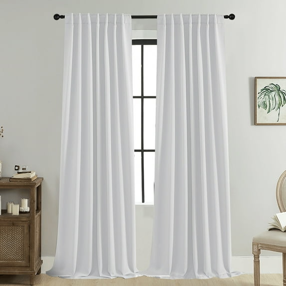 SDJMa Blackout Curtains 51 Inch Length 2 Panels Set, Black Out Curtains for Bedroom Windows Living Room Thermal Insulated Drapes (W39 x L51 Inch, White)