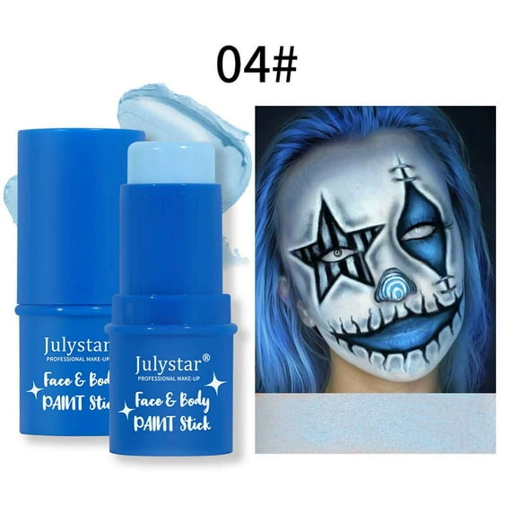 SDJMa Blue Face Paint Stick, Scary Clown Blue Makeup Face Painting, Blue Eye Black Baseball, Blue Body Paint Stick for Halloween Special Effects Smurf Mystique Cosplay Makeup
