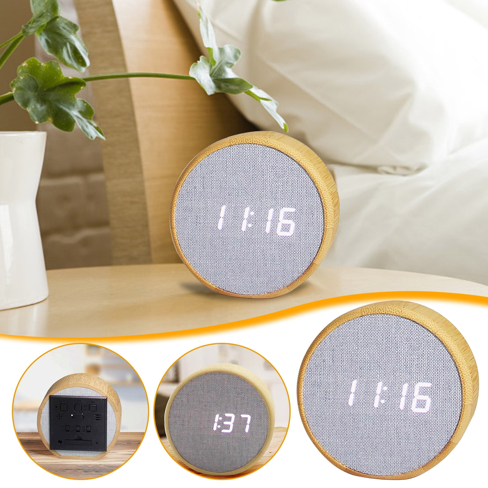 SDJMa Bluetooth Alarm Clock , Dimmable LED Clock Display and Dual Alarms, Ideal for Bedroom