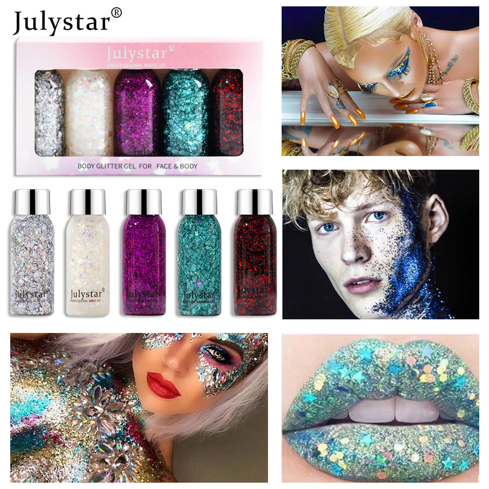 SDJMa Body Glitter Gel Set Holographic Glitter Liquid for