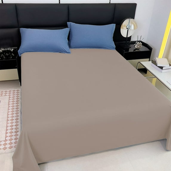SDJMa Breathable Washed Cotton Bed Sheet – Single Size (120x230cm), Soft & Wrinkle-Resistant, Solid Color for Minimalist Bedroom Aesthetic, Khaki