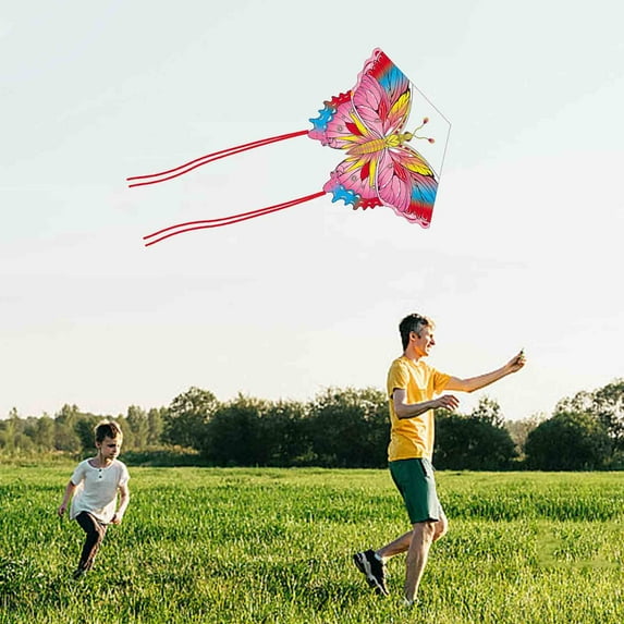 SDJMa Butterfly Kite for Kids Adults Beginners, 26" Colorful Butterfly Single Line Kite with 52" Long Tail for Beach, Easy to Fly