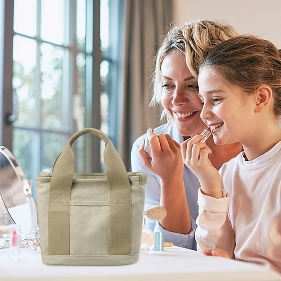 SDJMa Canvas Tote Bag Large Capacity Multi Pocket Shoulder Bags Work Bag Makeup Storage Bag Teacher Purse and Handbags for Women Girls