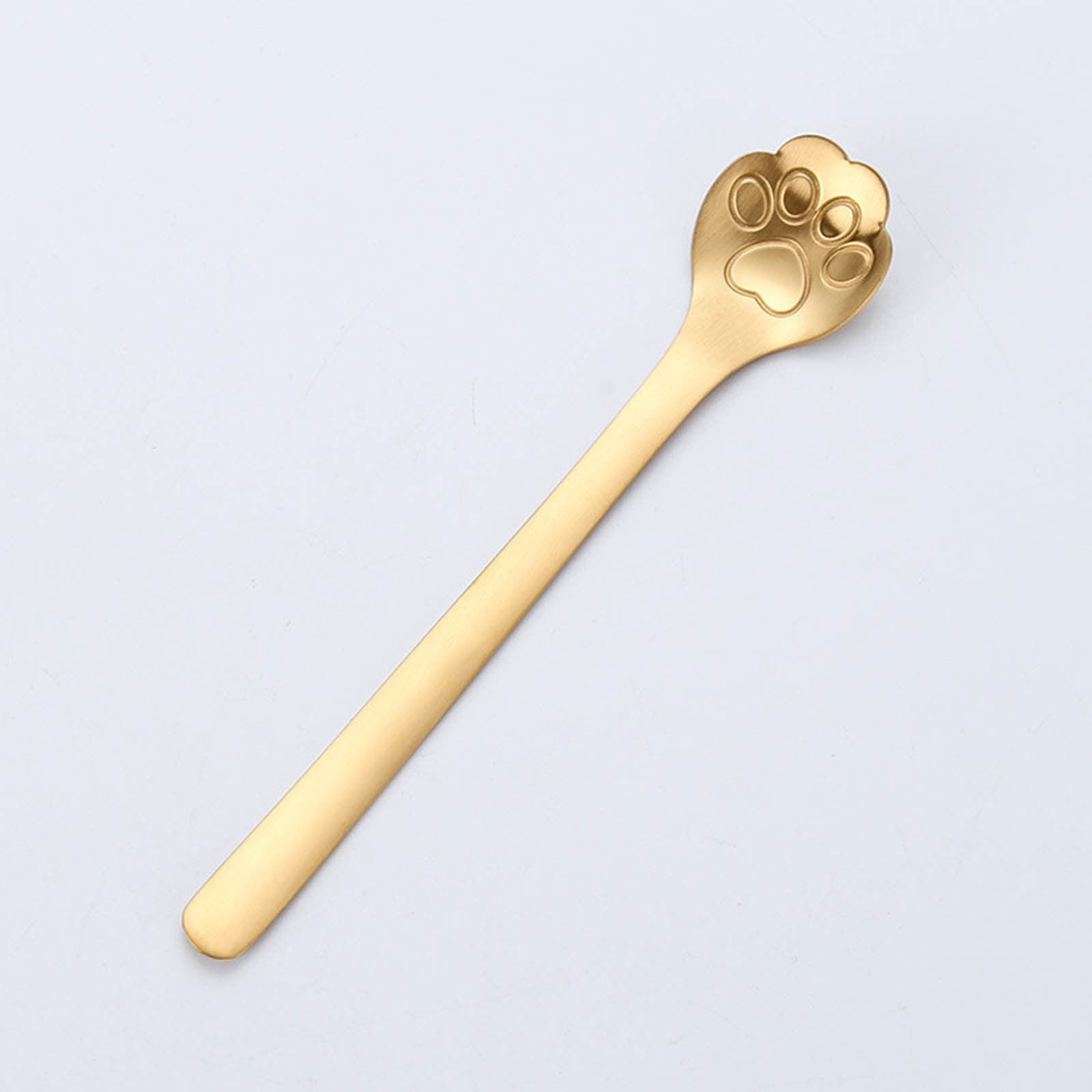 Gold Cat Paw Coffee Spoons - Stainless Steel Teaspoon Set, Cute Dessert Stirring Spoons