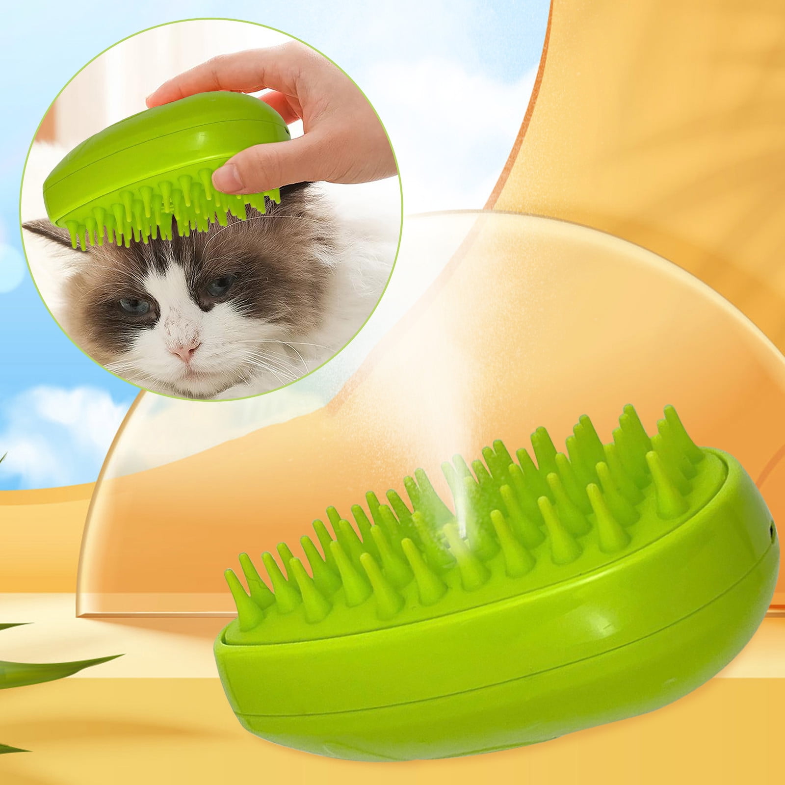 SDJMa Cat Steam Brush Pet Brush Grooming Tool for Shedding and