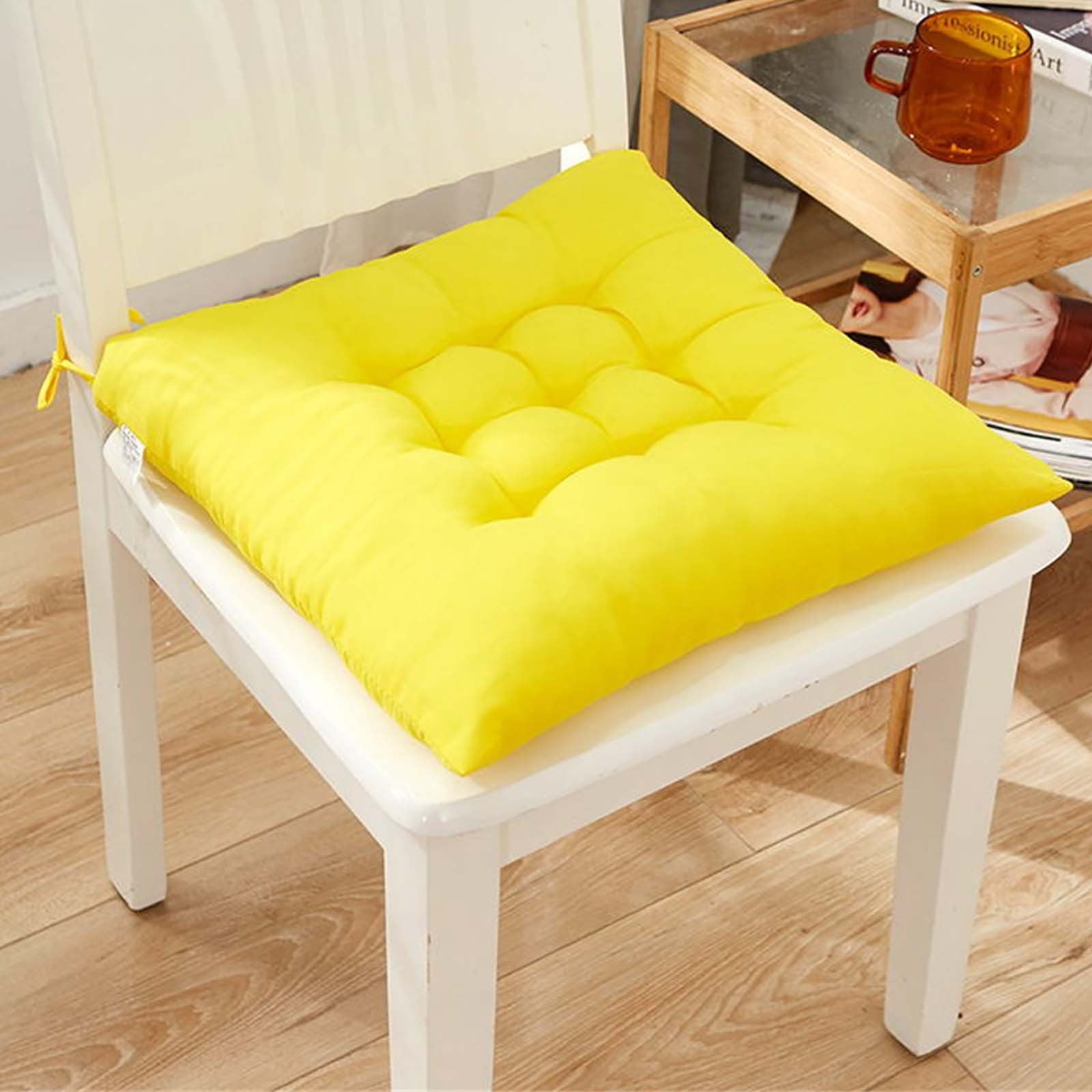 Yellow chair cushions with ties sale
