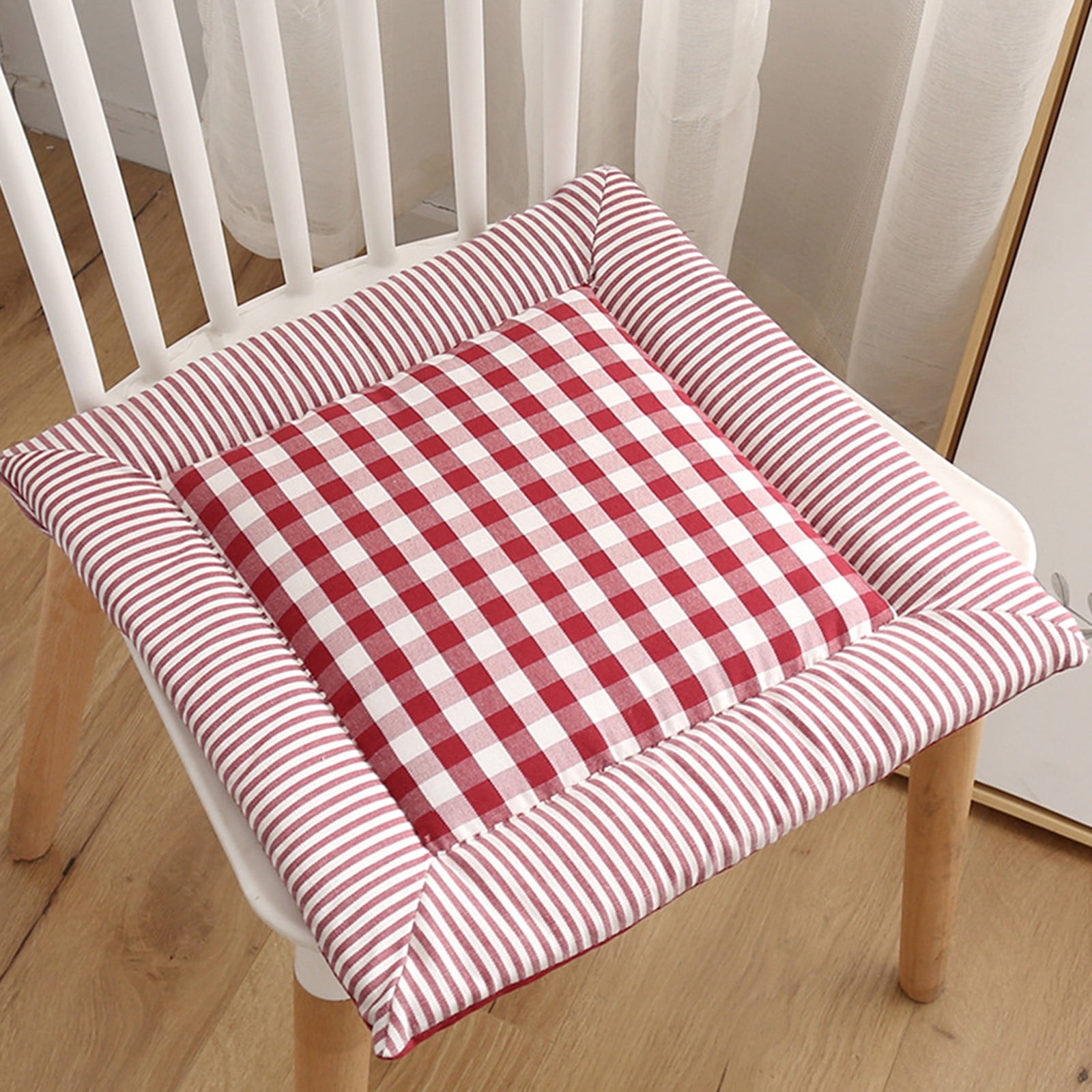 SDJMa Chair Cushions Dining Kitchen Office Chair Seat Cushion Kitchen Chair Pads with Ties Buffalo Plaid Patio Outdoor Chair Cushions for Dining Outdoor Patio Chair Red Walmart