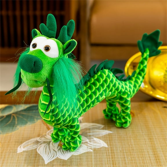 SDJMa Chinese New Year Dragon Plush Doll, Dragon Stuffed Animal Toys, 2024 Year of The Dragon Mascot Standing Statue Tabletop Ornament for Lunar New Year Spring Festival Home Office Table Shelf Decor