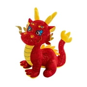SDJMa Chinese New Year Dragon Plush Doll, Glitter Dragon Stuffed Animal Toys, 2024 Year of The Dragon Mascot Standing Statue Tabletop Ornament for Lunar New Year Spring Festival Office Home Decor