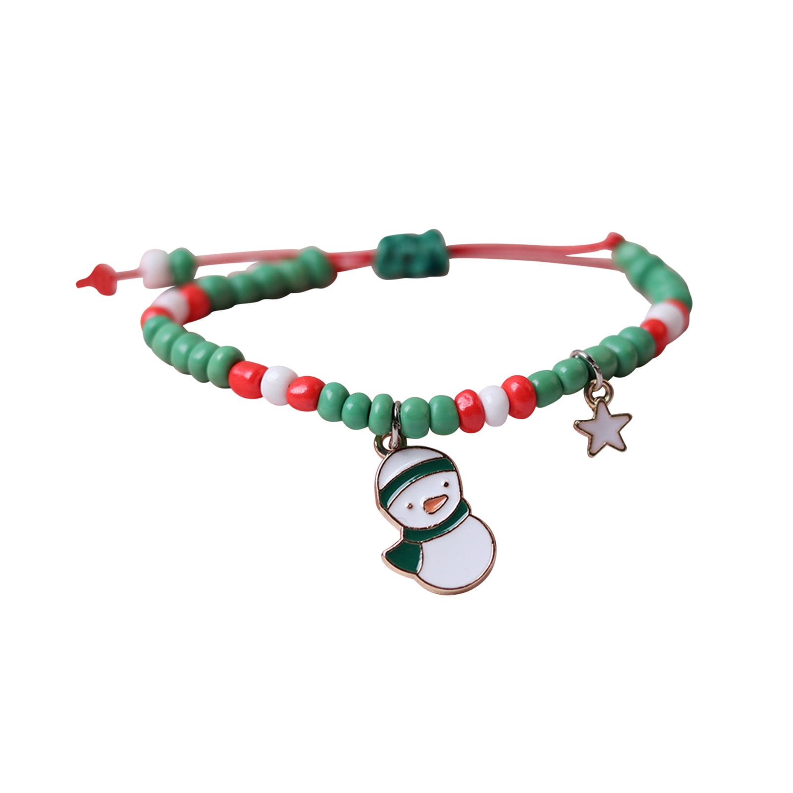 SDJMa Christmas Beaded Bracelet Set Snowflake Jingle Bell Charm