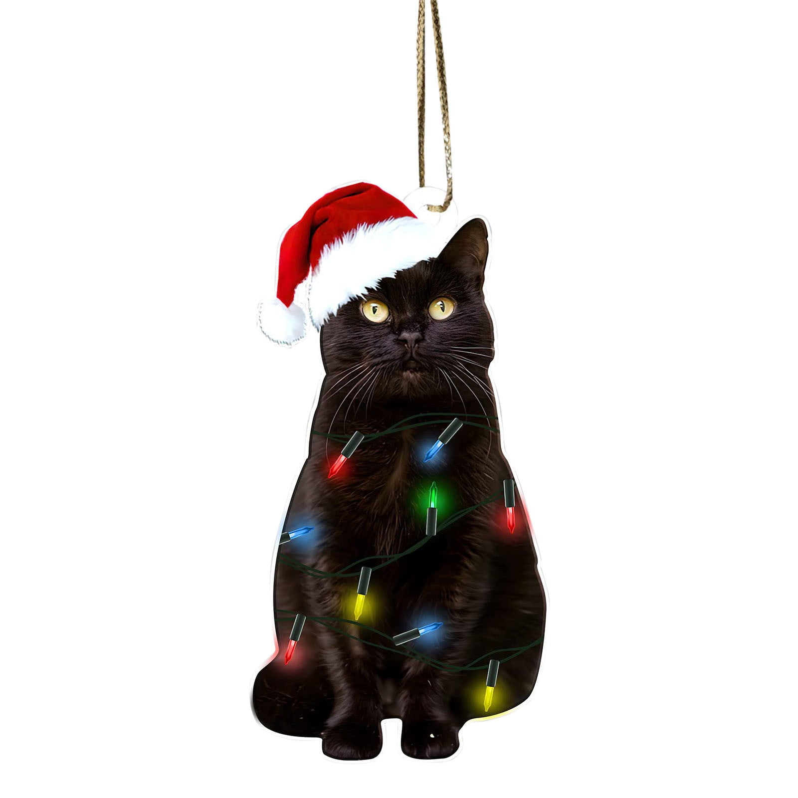 SDJMa Christmas Black Cat Ornaments, Cute Black Cat Hanging Ornaments ...