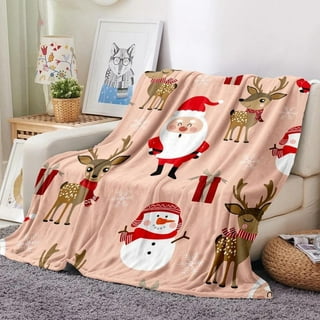 No Sew Fleece Throw Blanket Kit 48x60 inches Reindeer, Snow, Candy