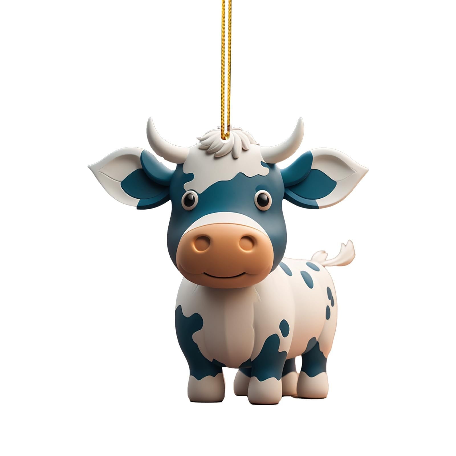 SDJMa Christmas Cow Ornament, Cute Cartoon Highland Cattle Hanging ...