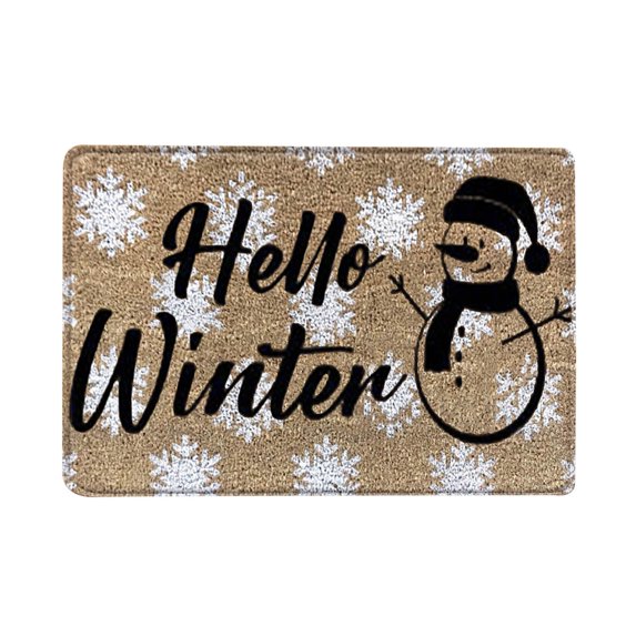 SDJMa Christmas Decor Welcome Mat for Front Door,Xmas Tree Snowflake Doormat with Thickened Non-Slip PVC Backing, 24x16in Coir Layered Welcome Door Mat for Christmas Farmhouse Home Decor