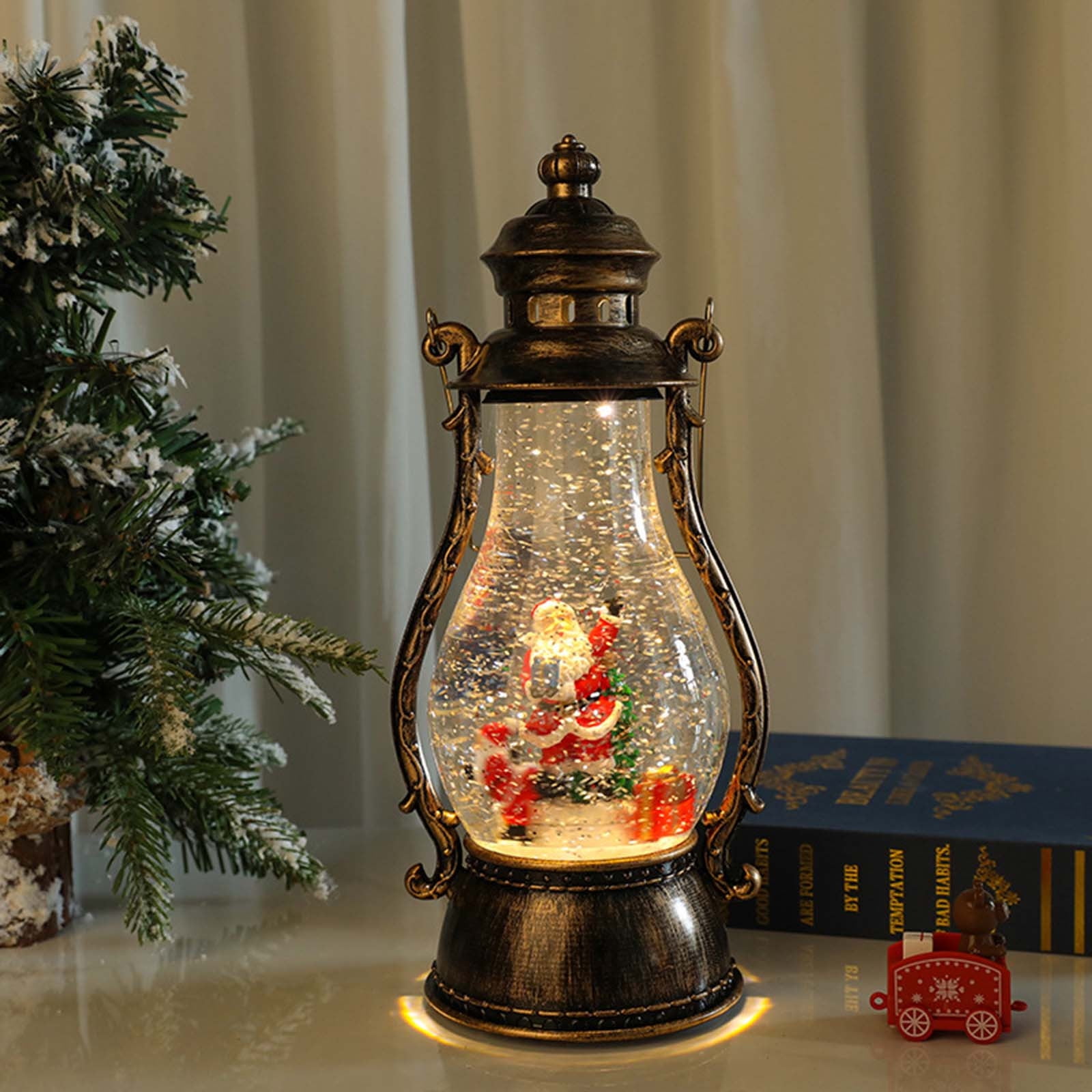 SDJMa Christmas Decoration Home Lighted Snow Globe,Christmas Santa ...