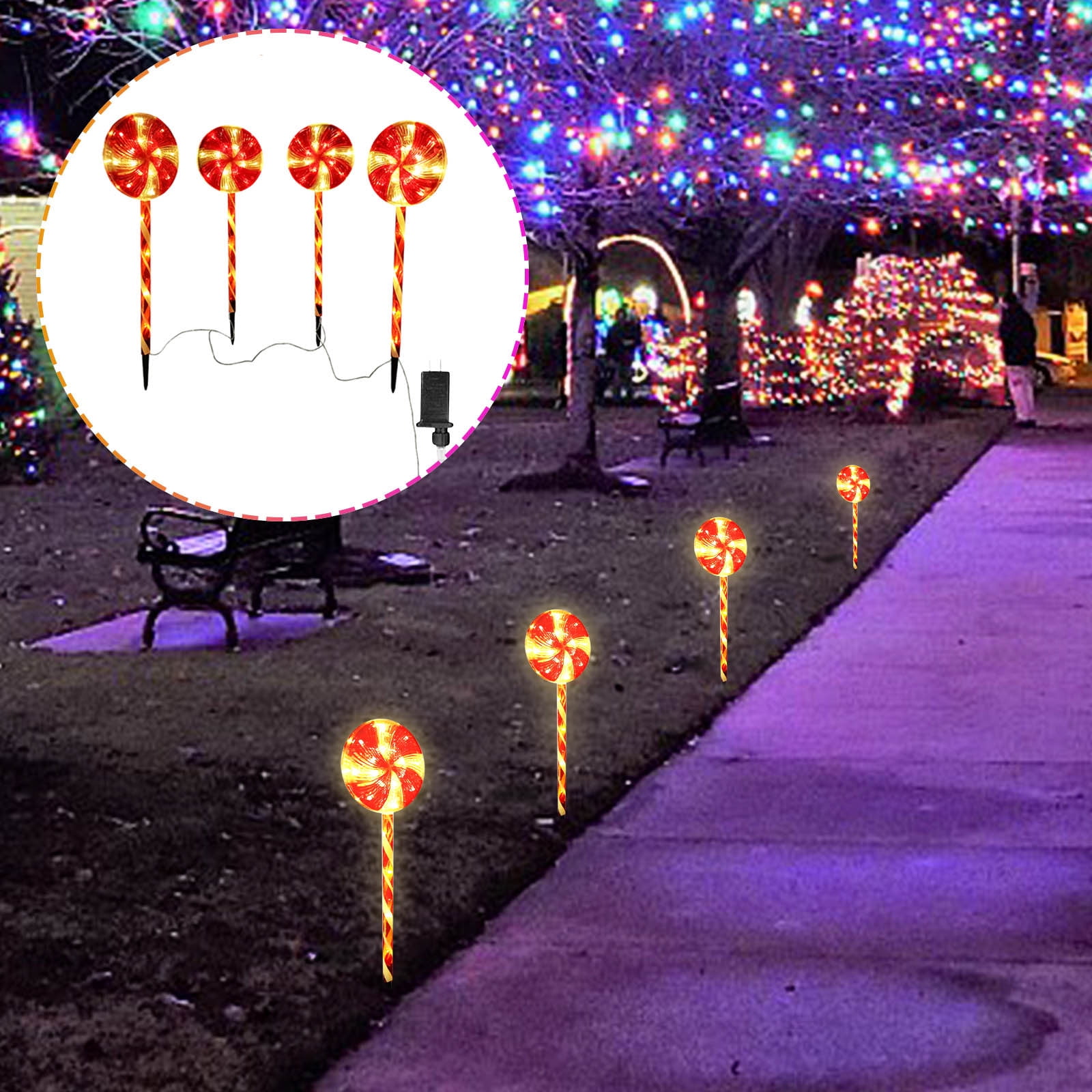 SDJMa Christmas Decorations 27" Lollipops Peppermint Plugin Pathway