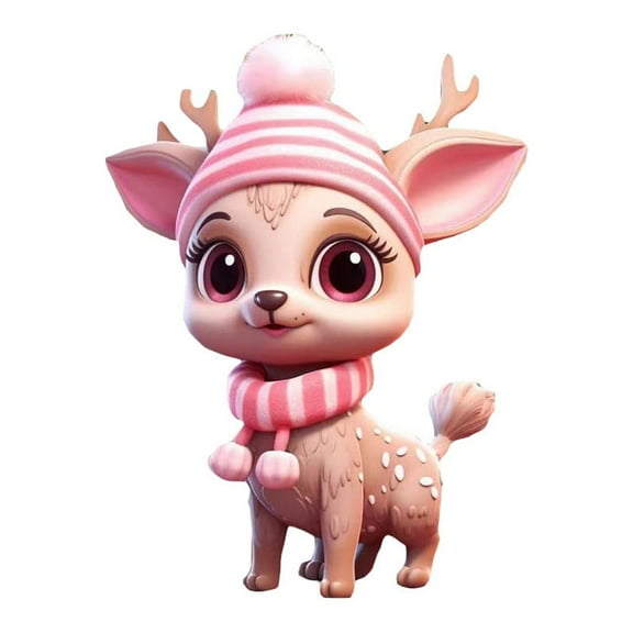 SDJMa Christmas Deer Ornament, Cute Cartoon Pink Baby Deer Hanging Ornaments for Xmas Tree Car Backpack Home Holiday Party Decorations, Christmas Gift for Deer Lover