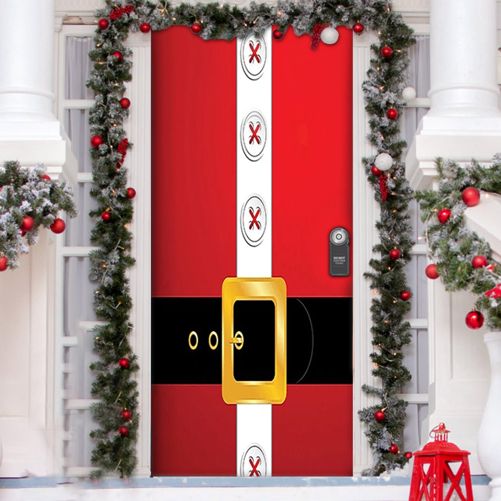 SDJMa Christmas Door Cover, Funny Santa Claus Door Cover Banner, Rustic