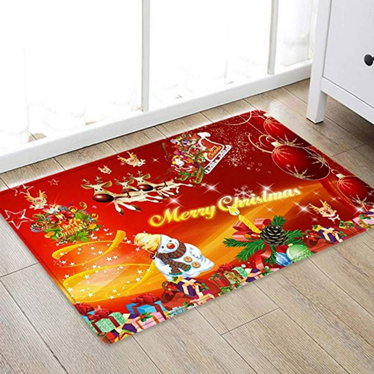 Qisiwole Christmas Door Mat Outdoor Welcome Mat for Front Door, Merry Christmas Doormat with Non-Slip PVC Backing, 24'' x 16'' Coir Winter Doormat for