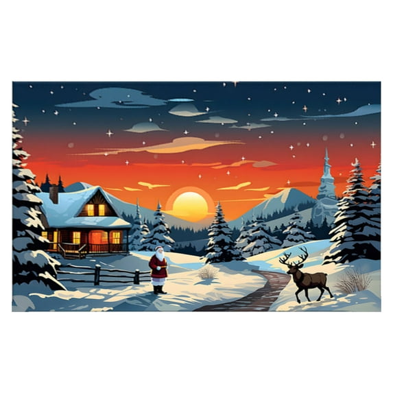 SDJMa Christmas Door-Mat Outdoor Non-Slip Low-Profile Christmas Welcome Mat Santa Snowman Christmas Holiday Front Doormat for Indoor Outdoor 16”x24”