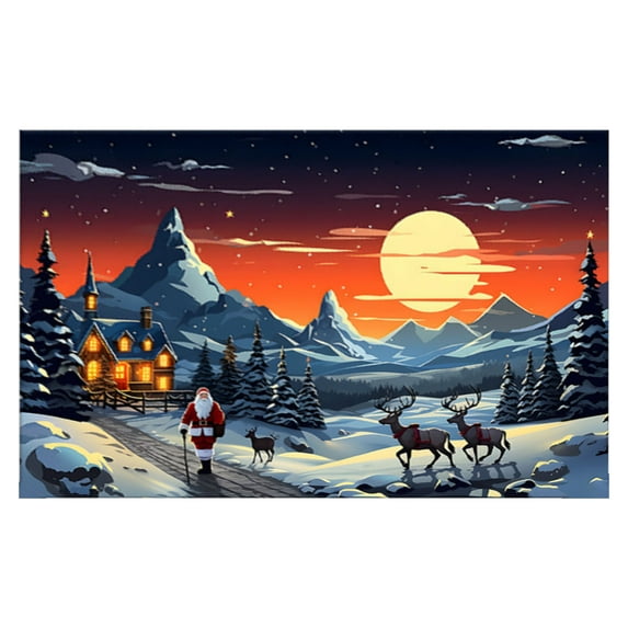 SDJMa Christmas Doormat, Non-Slip Winter Warm House Santa Claus Door Mats, Xmas Floor Mat for Kitchen Bathroom Outside Entrance Decor, 16x24 in