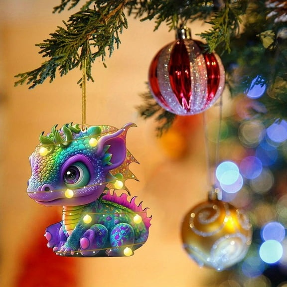 SDJMa Christmas Dragon Ornament, Cute Cartoon Baby Dragon Hanging Ornaments for Xmas Tree Car Backpack Home Holiday Party Decorations, Christmas Gift for Girls Boys