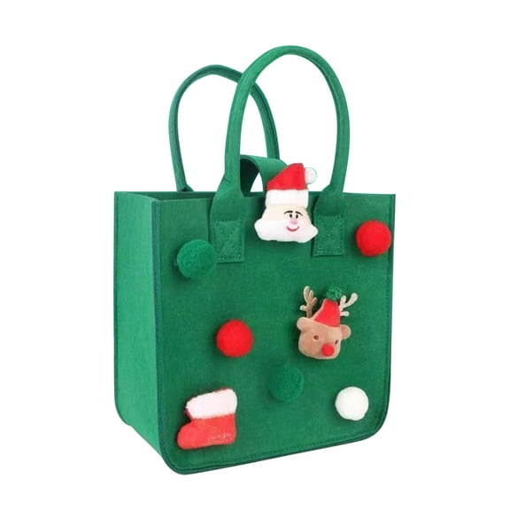 SDJMa Christmas Gift Bags, 3.9"x3.7" Cute 3D Reindeer Xmas Tote Gift Bags with Handle, Reusable Christmas Goodie Bags Treat Bags for Kids Girls Boys Candy Sack Storage Bag Party Favor