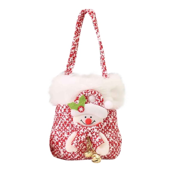 SDJMa Christmas Gift Bags, Plush Snowman Doll Gift Bags with Handles and Jingle Bell, Xmas Party Favor Gift Bags Christmas Goody Bags Tote Bags for Kids Girls Boys, 5.5"x6.7"