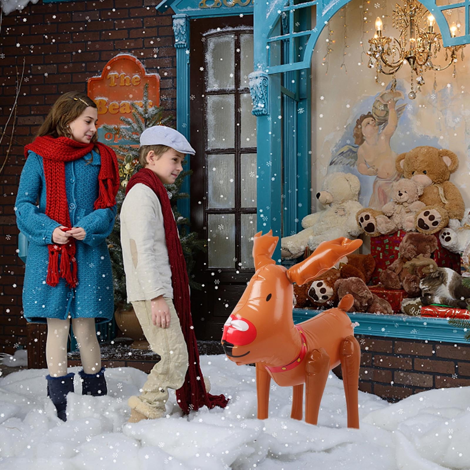 SDJMa Christmas Inflatable Reindeer Decoration, 18" Cute Blow up Deer