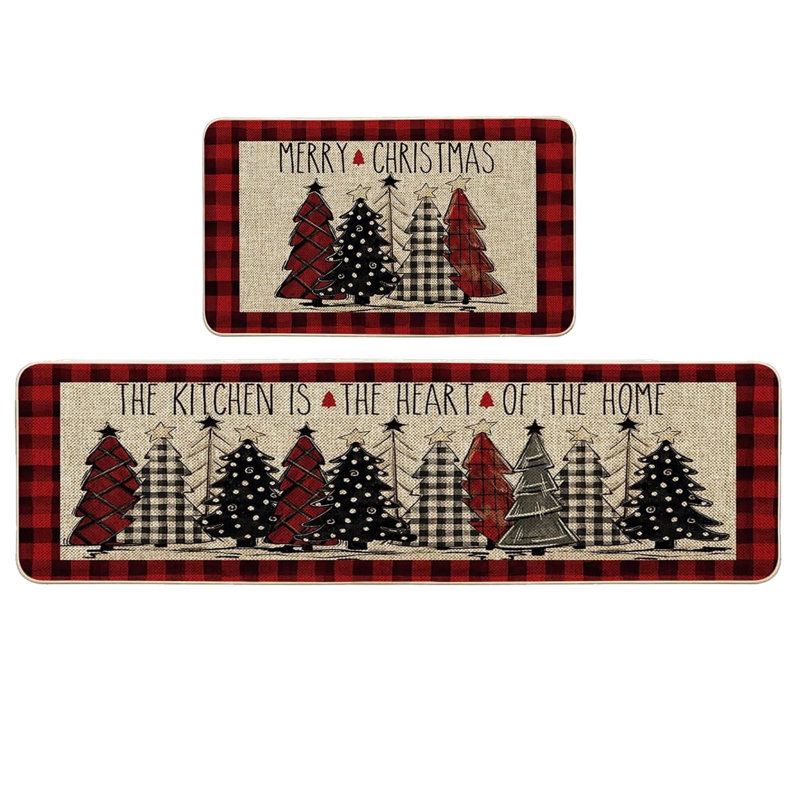SDJMa Christmas Kitchen Rugs Sets of 2 Anti Fatigue Kitchen Mats,for