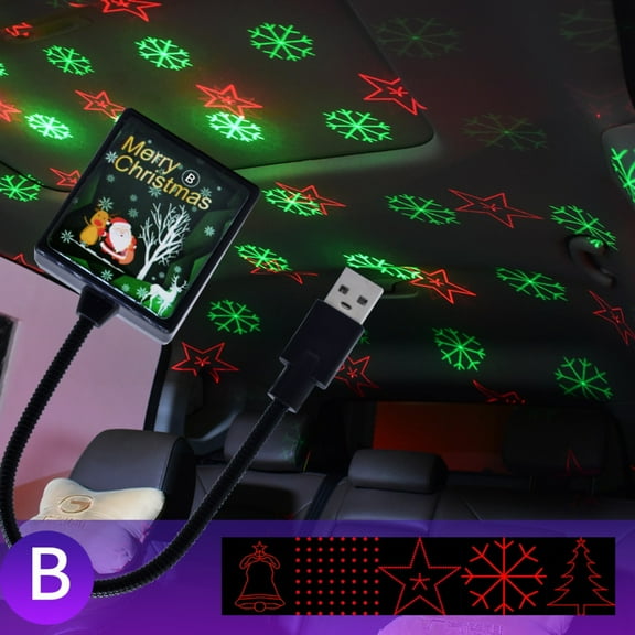 SDJMa Christmas Projector Lights, Motion Pattern 5 Models in 1 Continuous 8 Patterns RGB Indoor Car Laser Christmas Decorative Lights for Christmas, Holiday