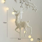 SDJMa Christmas Reindeer Ornament, Glitter Silver Deer Hanging Ornaments for Xmas Tree Car Backpack Home Holiday Party Decorations