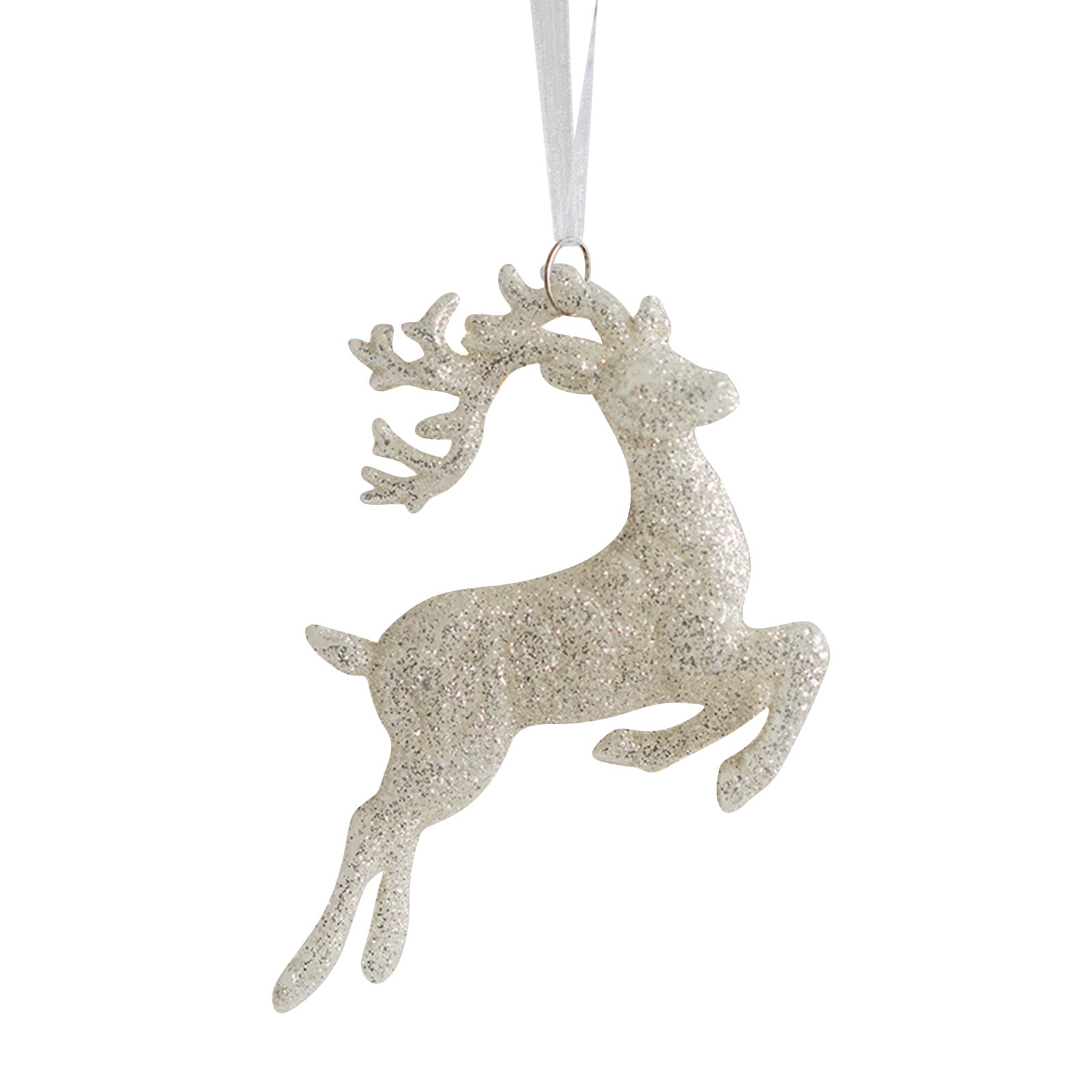 SDJMa Christmas Reindeer Ornament, Glitter Silver Deer Hanging ...