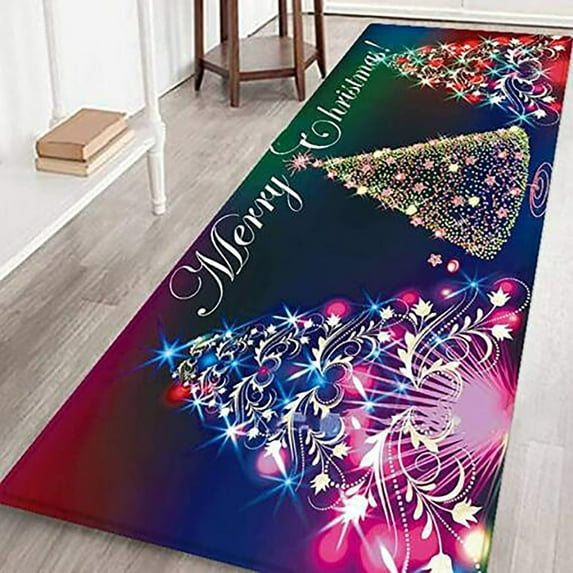 SDJMa Christmas Runner Rug 2'x6', Non-Slip Washable Kitchen Rug, Winter Xmas Holiday Farmhouse Door Mat Entryway Rug Carpet Runner Decorations for Hallway Laundry Room Entrance
