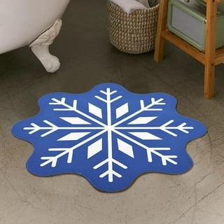 PRINT PICTURE ARTHOME Door Mat Indoor Entrance Rugs Indoor, Christmas White  Snowflakes Texture Blue Doormat Front Porch Decor, Non Slip Small Rug