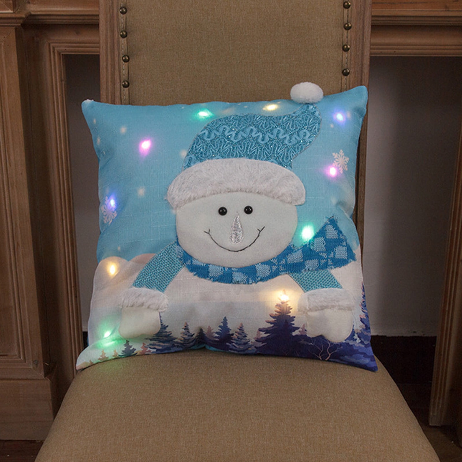 SDJMa Christmas Snowman Winter Throw Pillow Covers 17x17 Inch Snowman