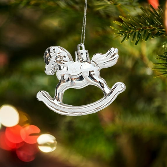 SDJMa Christmas Tree Decoration Pony Plastic Plating Rocking Horse Pendant Home Decor Hanging New Year Gift Christmas Ornament
