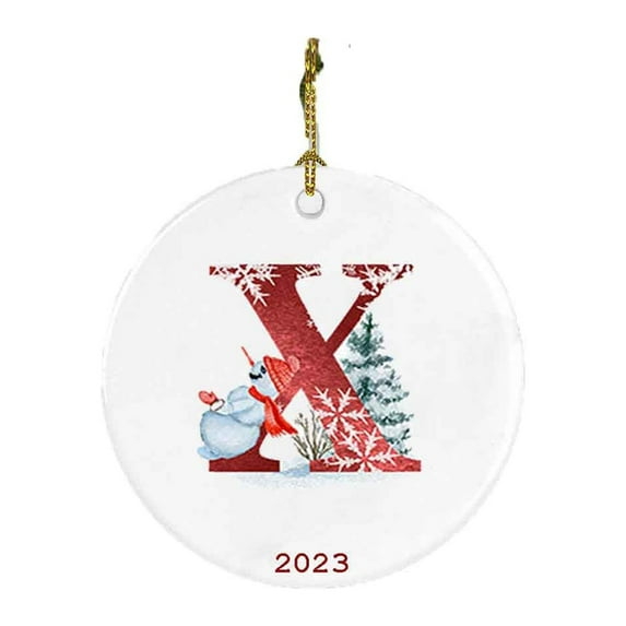 SDJMa Christmas Tree Ornament, 26 Letter Snowman Hanging Ornaments for Xmas Tree Car Backpack Home Holiday Party Decorations