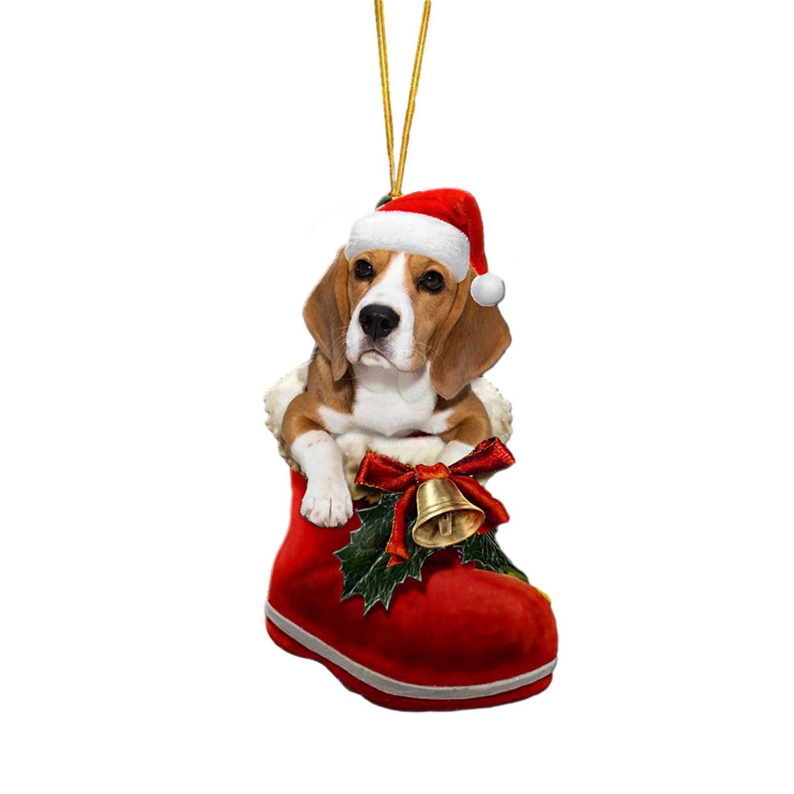 SDJMa Christmas Tree Ornament, Funny Dog in Snow Boots Hanging