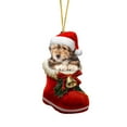 thumbnail image 1 of SDJMa Christmas Tree Ornament, Funny Dog in Snow Boots Hanging Ornaments for Xmas Tree Car Backpack Home Holiday Party Decorations, Christmas Gift for Dog Lovers, 1 of 8