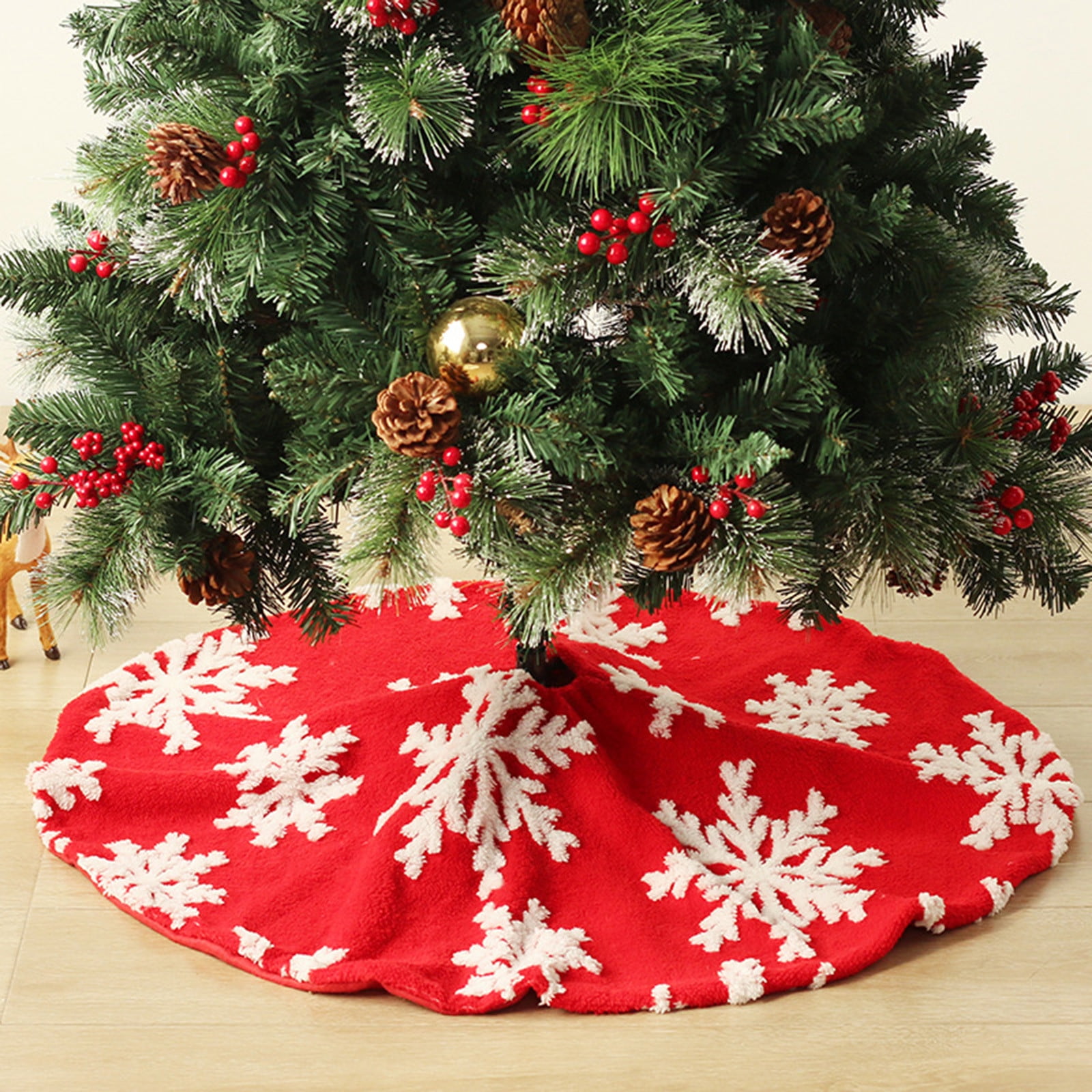 SDJMa Christmas Tree Skirt 36 Inches, Plush Snowflake Tree Skirts