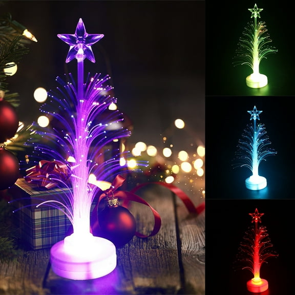 SDJMa Christmas Tree Xmas LED Light USB Powered 7 Colors Changing Fiber Optic Xmas Tree LED Indoor Decoration Light with a Star on Top