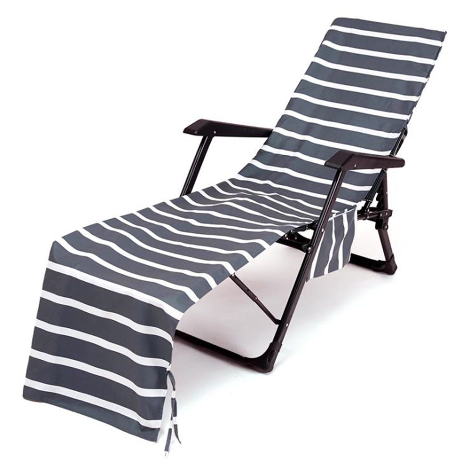 SDJMa Classic Beach Chair Cover with Side Pockets,Microfiber Chaise