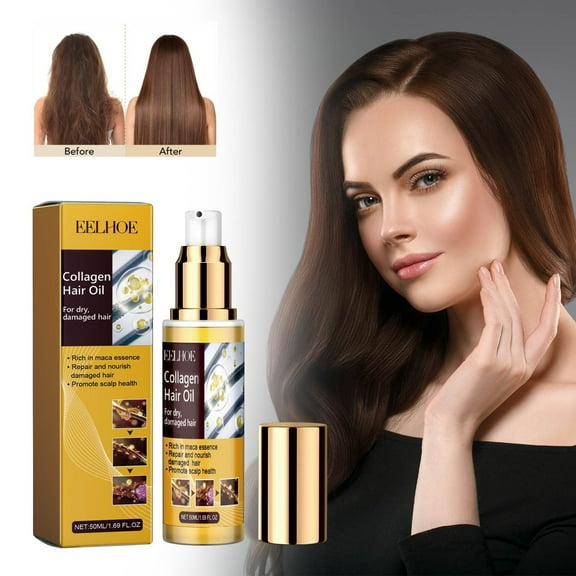 SDJMa Collagen Repair Hair Essential Oil, Collagen Oil Serum, Pure Argan Oil For Hair Care, for Hair Healing Cold Pressed Weightless Argan Oil Hair Hair Mask for Dry Damaged Hair