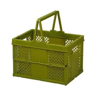 SDJMa Collapsible Reusable Plastic Grocery Shopping Baskets; Small Foldable Storage Crates with Handles