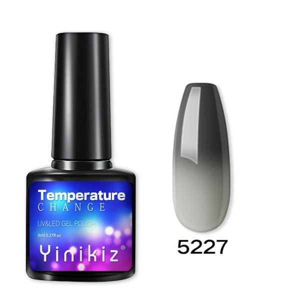SDJMa Color Changing Nails Glue Gradient Nail Polish Mood Temperature Change Glue for Nail Art DIY Gel Nail (gray)