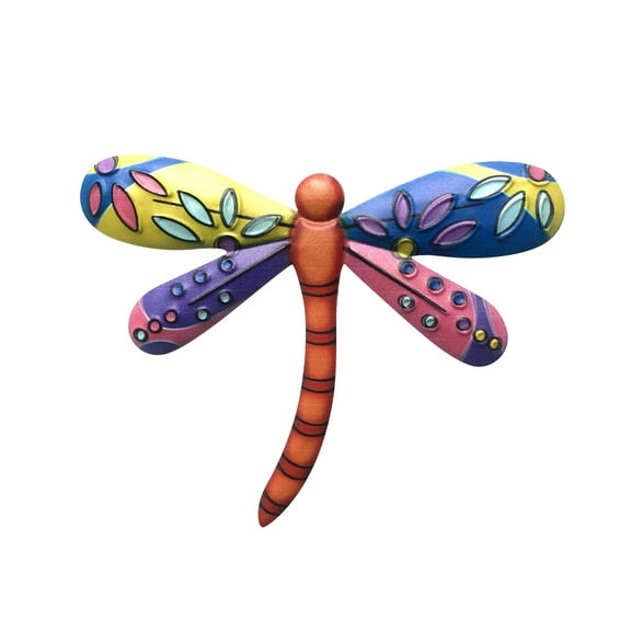 SDJMa Colored Metal Dragonfly Wall Decor Glass Outdoor Wall Art Hanging Garden Decorations for Living Room, Bedroom